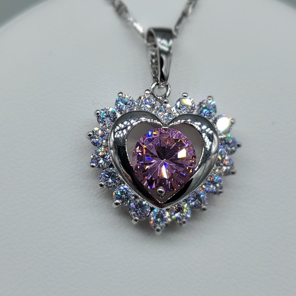 Jewelry - 24K White Gold Heart Pendant with Necklace GF NEW